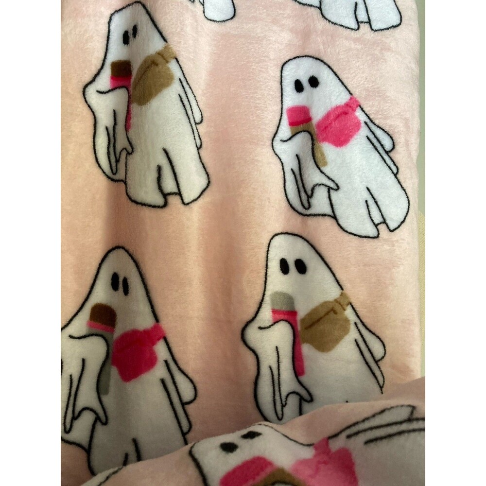 Pink Ghost Throw Blanket Holding Stanley Cup - Picture 4 of 7